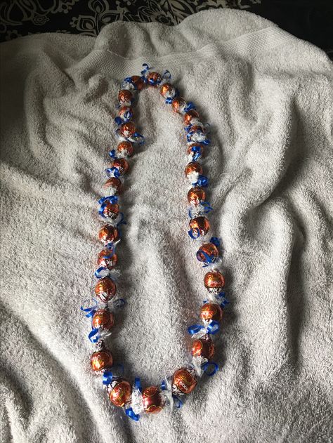 Lindor Chocolate candy lei Graduation Chocolate, Chocolate Necklace, Lindor Chocolate, Candy Lei, Chocolate Candy, Lei, Crochet Necklace, Projects To Try, Great Gifts