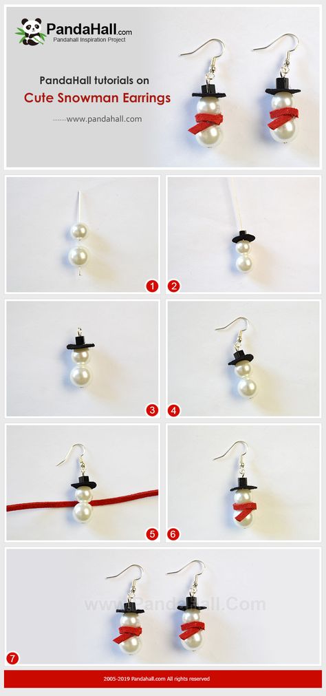 #PandaHall Tutorials on Cute Snowman Earrings #PandaHall #jewelry #Necklace #diy #handmade #accessories Beaded Snowman Earrings Diy, Diy Snowman Earrings, Christmas Bead Earrings Diy, Christmas Jewlrey Diy, Diy Christmas Earrings Easy, Snowman Jewelry, Diy Christmas Earrings, Earrings Crafts, Easy Earrings