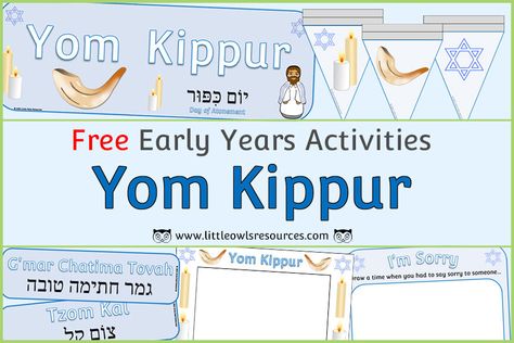 FREE Yom Kippur printable Early Years/EYFS resources/downloads/activities/displays — Little Owls Resources - FREE Yom Kippur Activities, Eyfs Resources, European Day Of Languages, Nursery Practitioner, Jewish High Holidays, Early Years Teacher, Little Owls, Eyfs Activities, High Holidays