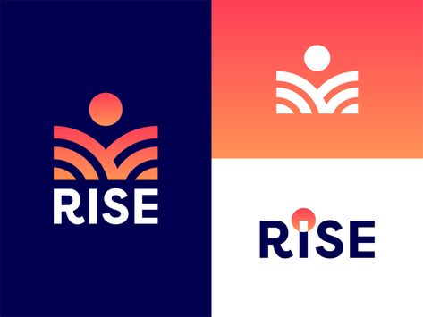 Rise Logo Concept by Nick Budrewicz on Dribbble Rising Logo Design, Hr Company Logo, Rise Up Logo, Rise Logo Design, New Beginning Symbol, Rising Sun Logo, Bh Logo, Mic Logo, Hope Logo