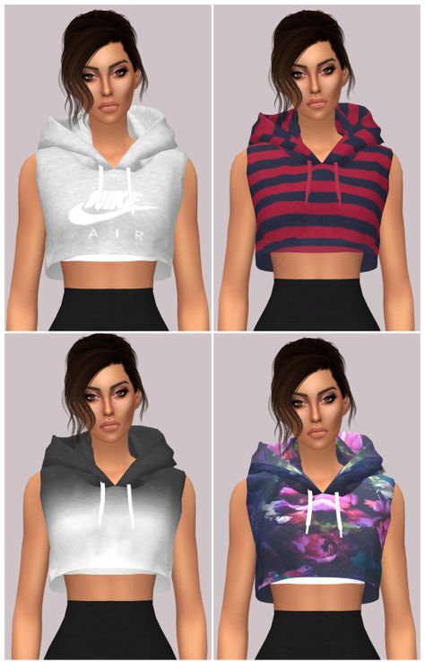 SLEEVELESS CROP HOODIE Sims 4 Update, Sims4 Cc, Sleeveless Hoodie, Crop Hoodie, Sims 4 Clothing, Sims 4 Cc, Sims 4 Custom Content, Sims 3, The Sims 4