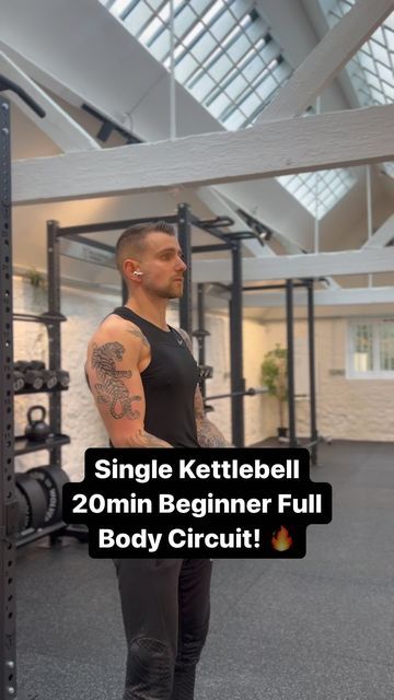 Ryan Thomas | Kettlebell Coach | SFG1 on Instagram: "Single Kettlebell 20min Beginner Full Body Circuit! 🔥 If you’re looking to hit a full body workout in a short space of time, give this single kettlebell workout a try. 💪 All you need is one kettlebell, some space and 20 minutes.⏱️ In this workout we’re going to be covering all of the major movement patterns and literally hundreds of muscles.💪 Set a timer and lets GO!👇 ⚡️A1) Goblet Clean x 10 ⚡️A2) Goblet Squat x10 ⚡️A3) SA Push Press x 5 L&R ⚡️A4) SA Strike Row x 10 L&R ⚡️A5) The Horn Curl x 10 ⚡️A6) Standing Tricep Extension x 10 Complete as a circuit taking minimal rest between exercises.😅 Shoot for 2-3 rounds depending on how much you can squeeze into 20minutes‼️ Make sure to save for later ✅ #kettlebellworkout #kettlebelltr Kettlebell Workout For Men Beginner, 20 Min Kettlebell Workout, Kettlebell Workout For Beginners, Kettle Bell Workout Men, Ryan Thomas, Full Body Circuit, Tricep Extension, Goblet Squat, The Horn