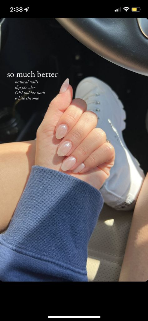 Wedding Nails Bridesmaid 2023, Dip Polish On Natural Nails, Dip Pearl Nails, Chrome Nails Natural Nail, Dip Powder Engagement Nails, Dip Nails For Bridesmaid, Natural Dipped Powder Nails, Bridesmaid Nails Dip Powder, Neutral Nails Powder Dip