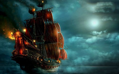 Filme Pirates of the Caribbean: On Stranger Tides  Ship Papel de Parede Background Cool, Pearl Wallpaper, On Stranger Tides, Old Sailing Ships, Ghost Ship, 4 Wallpaper, Ship Paintings, Direct Selling, Diamond Mosaic