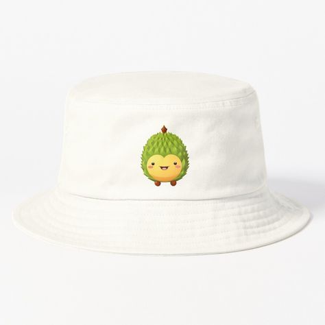 Get my art printed on awesome products. Support me at Redbubble #RBandME: https://www.redbubble.com/i/bucket-hat/Joyful-Durian-Character-A-Burst-of-Tropical-Energy-in-Every-Smile-by-unimuse/157606471.95SI6?asc=u Bucket Hat Design, Colorful Fruit, Hats For Sale, Flats Top, Hat Designs, Stranger Things Fanart, Bucket Hat, My Art, Awesome Products