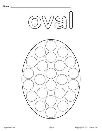 FREE Oval Do-A-Dot Printable Oval Coloring Page, Shape Worksheet, Shape Coloring Pages, Q Tip Painting, Dot Worksheets, Shapes Preschool, Shapes Worksheets, Do A Dot, Daycare Activities