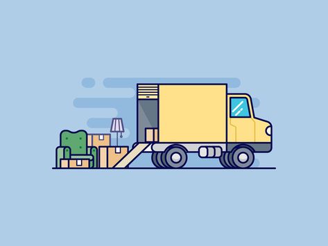 Van Drawing, Drawings Of People, People Moving, Moving Van, Moving Truck, Moving Long Distance, Winter Illustration, Moving Boxes, Van Design