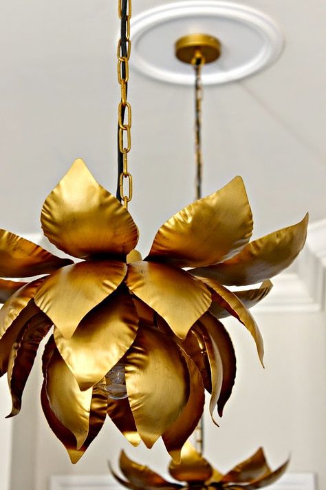 A Home and Lifestyle blog, focusing on home decor and styling, design, DIY projects, as well as travel, fashion, and food. Lotus Pendant Light, Dimples And Tangles, Art Lighting, Kitchen Refresh, Lotus Pendant, Ceiling Detail, Gold Lotus, Antique Kitchen, Lotus Leaf