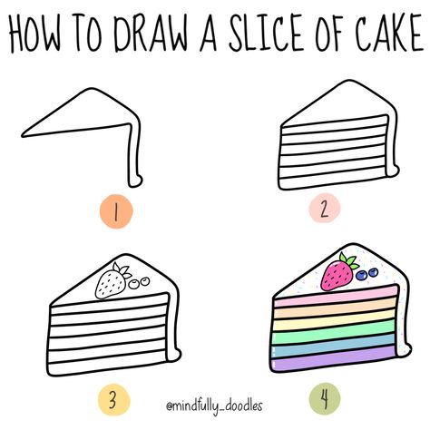 Follow this super simple step by step guide Cake Step By Step, Interior Design Sketchbook, A Slice Of Cake, Slice Cake, Doodle Art For Beginners, Slice Of Cake, Cute Easy Doodles, Doodle Pages, Easy Drawings For Kids