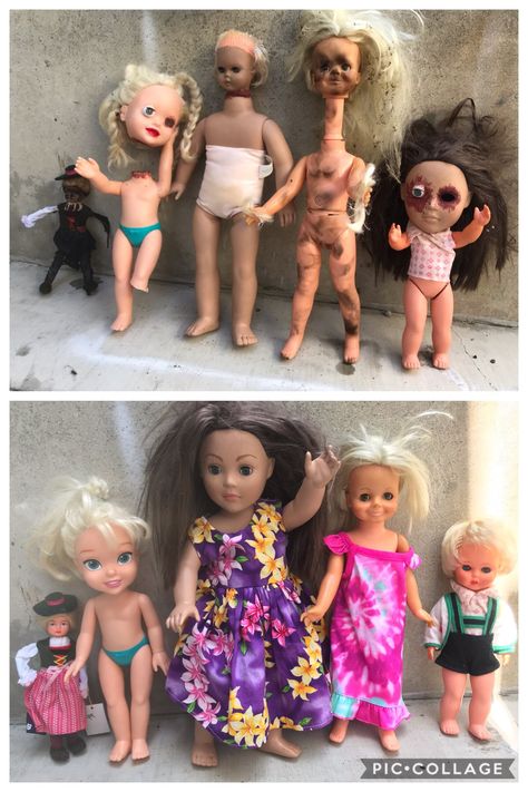 Diy Creepy Barbie Dolls, Babydoll Halloween Decorations, Creepy Doll Trunk Or Treat, Creepy Baby Dolls Halloween Decorations, Halloween Dolls Creepy, Diy Creepy Dolls, Creepy Dolls Halloween, Doll Island, Diy Zombie Dolls