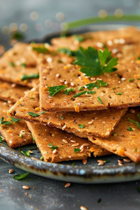 Crunchy Goodness of Raw Vegan Carrot and Flax Crackers - plantbasedpalate.com Raw Bread, Flax Crackers, Protein French Toast, Bread Crackers, Cracker Recipe, Homemade Crackers, Snack Craving, Vegan Crackers, Cracker Recipes