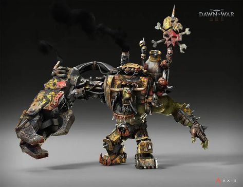 Ork Warboss: Dawn of War 3 Ork Warboss, Ride Of The Valkyries, Orks 40k, Dark Eldar, Combat Armor, Imperial Knight, Ashley Wood, Warhammer 40k Art, Warhammer Models