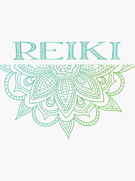 "Reiki with Mandala" Sticker by jennifer-lynn | Redbubble Reiki Logo, Reiki Art, Reiki Business, Jennifer Lynn, Reiki Therapy, Reiki Symbols, Energy Healing Reiki, Cover Wallpaper, Massage Room