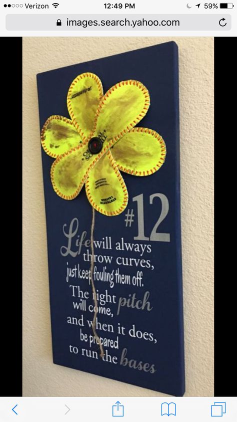 Softball Flowers, Softball Bedroom, Softball Room, Softball Sign, Softball Decorations, Softball Coach Gifts, Softball Party, Softball Crafts, Senior Softball