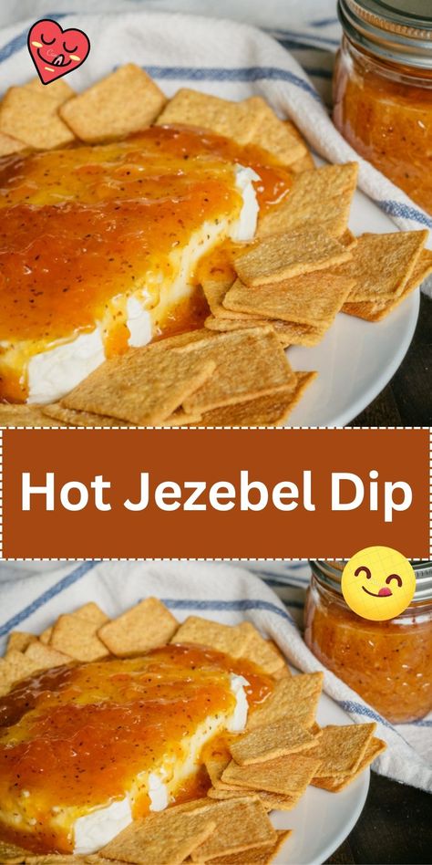 Add some spice to your appetizer spread with our Hot Jezebel Dip. A sweet and spicy crowd-pleaser. Hot Jezebel Dip/sauce, Jezebel Dip, Nye Treats, Southern Appetizers, Quick Cookies, Cheesy Dip, Chopped Pecans, Tortilla Chips, Fresh Vegetables