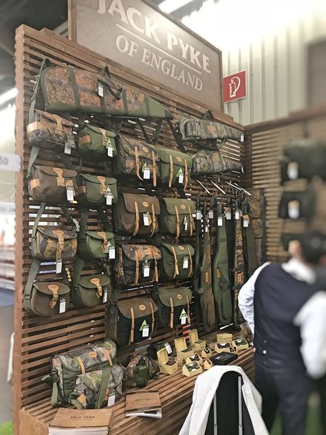 Collection of Jack Pyke hunting and shooting bags and packs showcased at the IWA OutdoorClassics 2018 was an instant hit. Don't forget to visit Military 1st website to see our current range of Jack Pyke products. Boutique Display Ideas, Military Store, Tactical Store, Military Shop, Hunting Shop, Shooting Bags, Mall Kiosk, Cool Dirt Bikes, Retail Store Interior Design