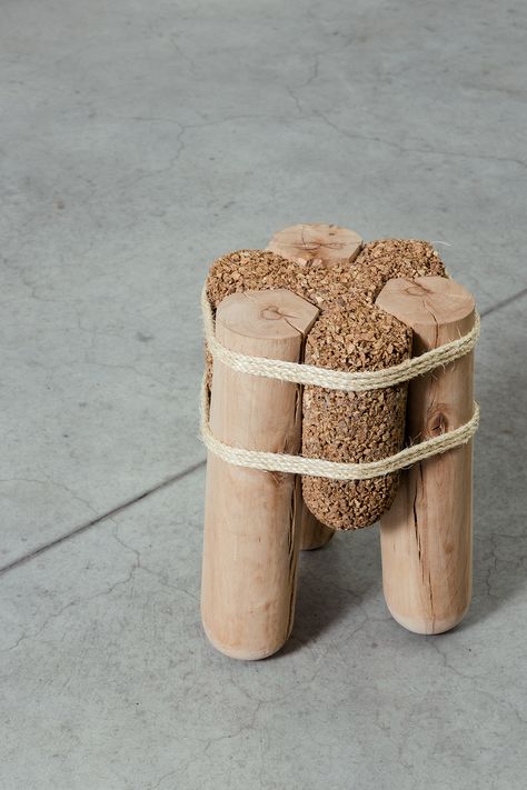 Circular Furniture, Cork Stool, Cork Design, Present Design, Cork Wood, Wood Waste, Furniture Fix, Social Design, Festival 2023