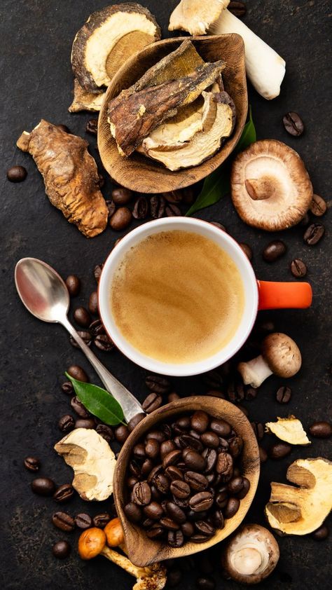 Mushroom coffee Diy Mushroom Coffee, Herbal Coffee Recipe, Moon Milk Recipe, Diy Mushroom, Herbal Coffee, Mushroom Benefits, Coffee Alternative, Coffee Games, Mushroom Coffee