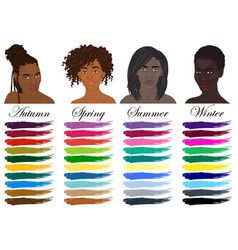 Color Palette For Black Women, Color Theory Black Women, Color Palette For Dark Skin Tone, Dark Skin Clothes Color, Colors That Look Good On Dark Skin, Color Analysis Black Women, Brown Skin Color Palette Clothes, Female Color Palette, Black Skin Color Palette