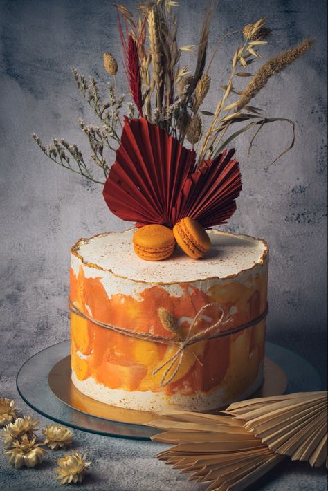 Orange Color Cake, Fall Theme Cakes, Ballet Birthday Cakes, Autumn Cakes, Orange Birthday Cake, Elegant Cake Design, Different Types Of Cakes, Orange Buttercream, Buttercream Cake Designs