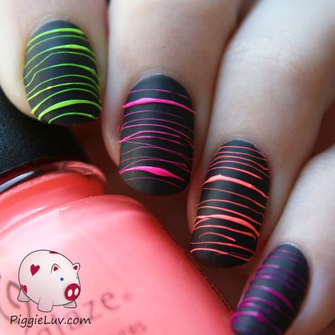 Neon Nail Art, Unghie Sfumate, Her Nails, Neon Nails, Cute Nail Art, Nail Art Galleries, Beautiful Nail Art, Cute Nail Designs, Fancy Nails