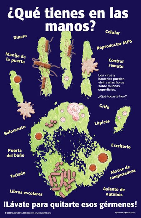 What's On Your Hands? Spanish poster. 70% off Spanish poster! Shop today. Hand Washing Poster, School Nurse Office, Health Fair, Family And Consumer Science, Health Class, Infection Prevention, School Health, Nurse Office, Infection Control