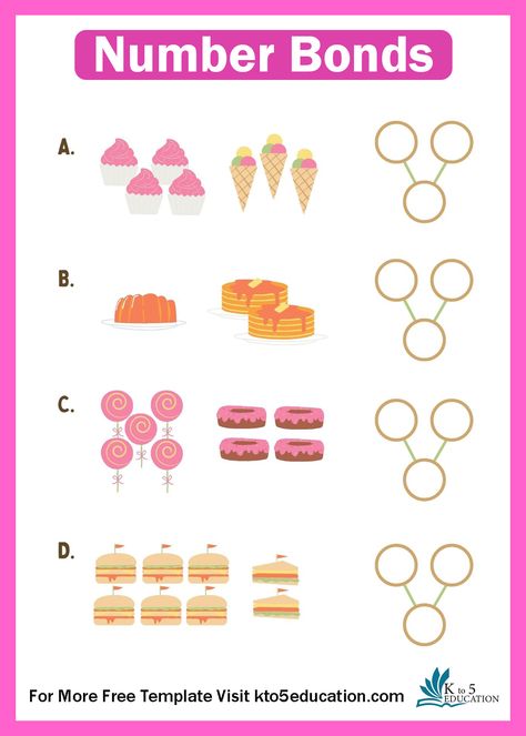 Free Number Bonds Worksheet Check more at https://kto5education.com/free-number-bonds-worksheet/ Number Bond Worksheets Kindergarten, Number Bonds Kindergarten, Number Bond Activities, Number Bonds Worksheets, Maths Worksheet, Number Bond, Number Bonds, Numbers Kindergarten, Tens And Ones