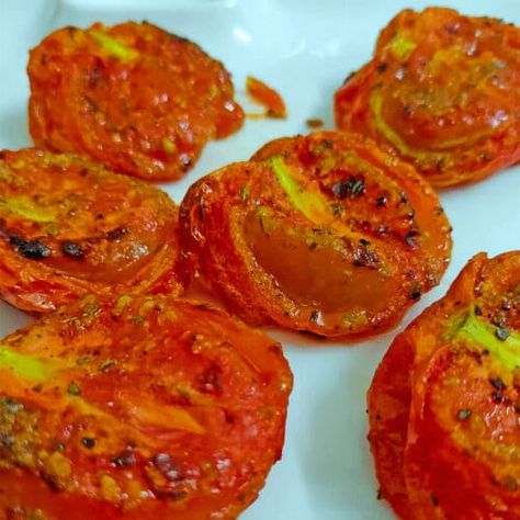 Air Fryer Roasted Tomatoes - Air Fryer Recipes Tomatoes Air Fryer, Roast Tomatoes, Large Air Fryer, Fire Roasted, Nutrition Labels, Roma Tomatoes, Air Fry, Recipe Images, Roasted Tomatoes