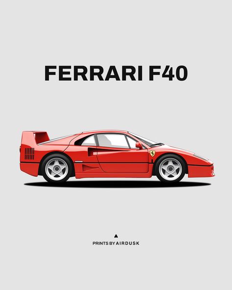 FERRARI F40 available now. This illustrative fine-art print captures the legendary F40 in all its glory, an essential piece for fans of Ferrari’s storied heritage and uncompromising engineering. #ferrarif40 #fineart #wallart #print #poster Ferrari Illustration, Ferrari F40, Print Poster, Ferrari, Gifts For Him, Fine Art Prints, Engineering, Art Print, Fine Art