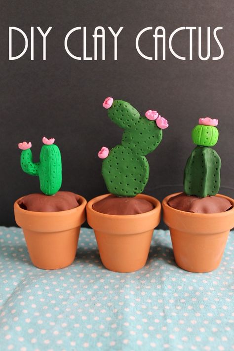 This DIY clay cactus is so easy that anyone can make it! Mould It Clay Art Ideas, Mould It Clay Art, Cactus Crafts, Cactus Clay, Cactus Planters, Clay Cactus, Bedroom Summer, Cactus Craft, Clay Crafts For Kids