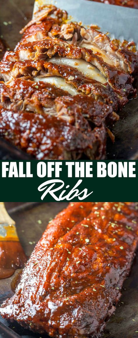 Ribs Recipe Oven, Fall Off The Bone Ribs, Ribs In Oven, Oven Baked Ribs, Bbq Recipes Ribs, Daging Babi, Baked Ribs, Pork Rib Recipes, Bbq Dinner