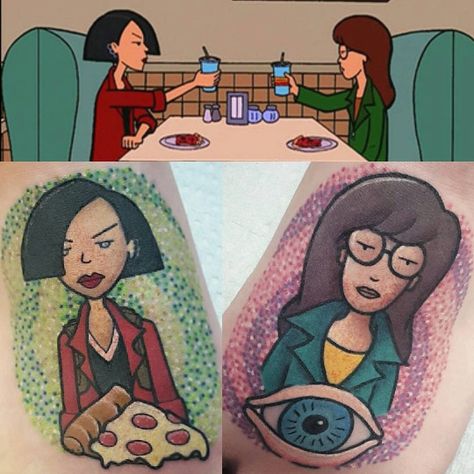 Daria and Jane tattoos. Studio Tentaion - Montreal, Quebec Daria Tattoo, Llama Tattoo, Rock Tattoo, Bestie Tattoo, Bff Tattoos, Montreal Quebec, Tattoos And Piercings, I Tattoo, Llama