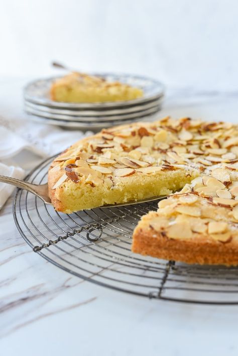 This Almond Torte has the perfect combination of an inside of sweet, chewy goodness and a topping of  sweet, crunchy, almonds.  This torte is perfect as a brunch/breakfast treat or dessert or anytime! Portuguese Almond Tart, Solo Almond Cake And Pastry Filling Recipes, Swedish Almond Tart, Easter Tarts, Almond Torte Cake, Almond Torte Recipe, Easy Almond Cake, Almond Dessert Recipes, Almond Torte