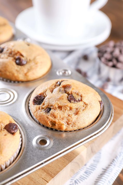 Chocolate Chip Almond Butter Protein Muffins Almond Meal Muffins, Granola Muffins, Banana Protein Muffins, Almond Butter Chocolate, Protein Muffin Recipes, Almond Butter Recipes, Chewy Granola, Breakfast Recipes Sweet, Protein Muffins