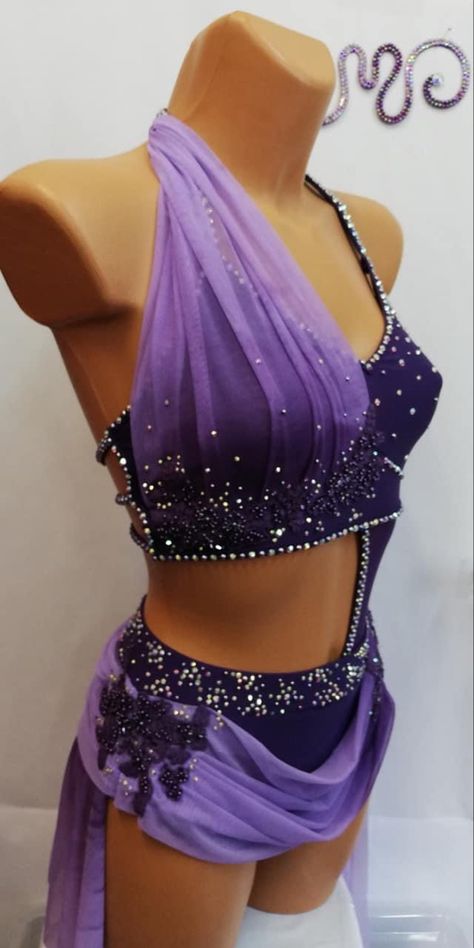 Side view of dark purple leotard Purple Dance Costumes, Neo Costume, Lyrical Dance Costumes Solo, Contemporary Dance Outfits, Leotard Dance Costume, Purple Leotard, Solo Dance Costumes, Twirling Costumes, Cute Dance Costumes