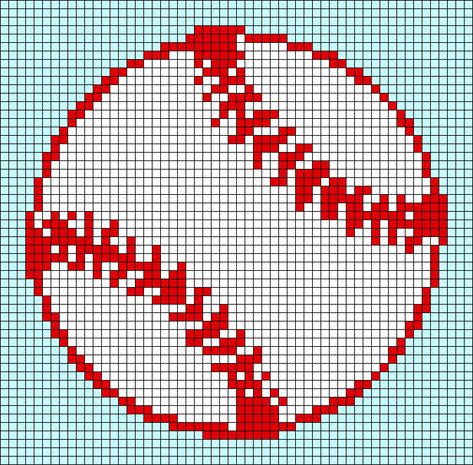 Circle Alpha Pattern, Baseball Cross Stitch, Softball Cross, Football Cross, Baseball Cross, Crochet Grid, Grid Patterns, Base Ball, Round Circle