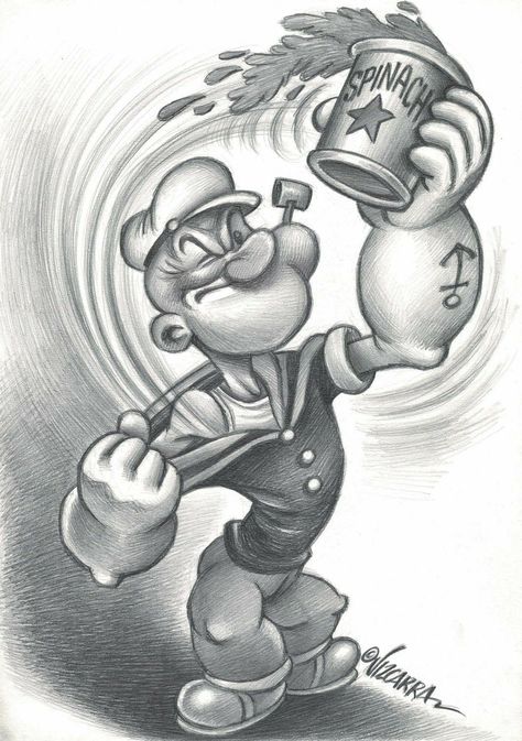 Popeye Cartoon, Disney Drawings Sketches, Cartoon Character Tattoos, Drawing Cartoon Characters, Disney Art Drawings, Cool Pencil Drawings, Dope Cartoon Art, Cartoon Tattoos, Art Drawings Sketches Creative