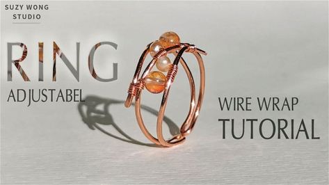 Adjustable Wire Ring, Diy Wire Wrapped Ring, Ring Making Tutorial, Wire Wrap Ring Tutorial, Wrapped Ring Tutorial, Jewel Rings, Diy Wire Wrapped Rings, Wire Rings Tutorial, Diy Wire Rings