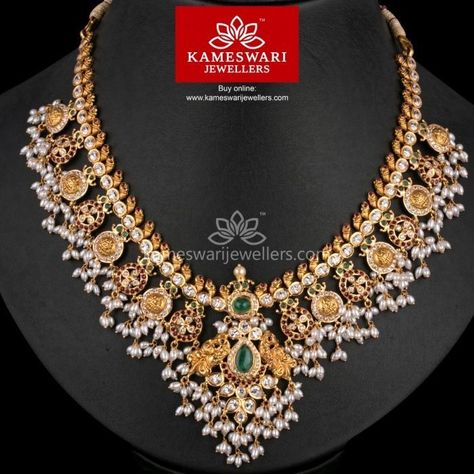 Guttapoosalu Haram, Indian Ornaments, Guttapusalu Haram, Ruby Jewelry Necklaces, Kameswari Jewellers, Gutta Pusalu, Gold Jewelry Outfits, Gold Jewelry Simple Necklace, Beautiful Gold Necklaces