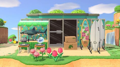 Island House Exterior, Ac Wallpaper, Acnh Tropical, Acnh Beach, Ac Ideas, Cyberpunk Design, Acnh Design, Animal Crossing Qr Codes Clothes, Animal Crossing Wild World