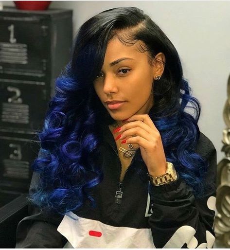 @TRUUBEAUTYS💧 Twisted Hair, Pretty Hair Color, Hair Laid, Sew In, Hair Game, Black Girls Hairstyles, Hair Bundles, Blue And Black, Weave Hairstyles