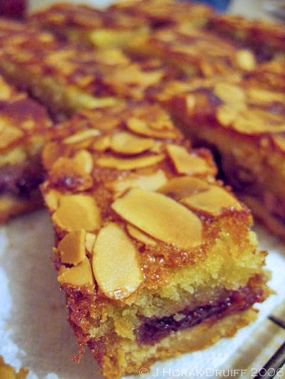 Nigella's Bakewell slices & the Big Bakewell Taste-off - Cooksister | Food, Travel, Photography Bakewell Tart Traybake, Bakewell Slice Recipe, Bake Well Tart Recipe, Cherry Bakewell Tray Bake, Cherry Bakewell Muffins, Bake Well Tart, Bakewell Pudding Recipe, Best Slice Recipes, Almond Slices Recipe