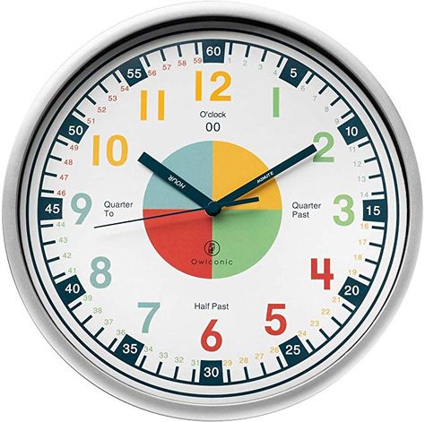 AmazonSmile: Telling Time Teaching Clock. Kids Room, Playroom Décor Analog Silent Wall Clock. Great Visual Learning Clock Time Resource. Perfect Educational Tool for Homeschool, Classroom, Teachers and Parents.: Home & Kitchen Toddler Clock, Classroom Clock, Teaching Clock, Learning Clock, Kids Wall Clock, Learn To Tell Time, Homeschool Decor, Playroom Wall Decor, Teaching Time