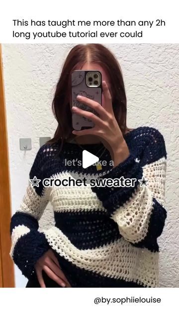 Loose Stitch Crochet Sweater, Crochet Loose Sweater Pattern Free, Loose Crochet Stitches Patterns, How To Crochet A Sweater, Crochet Projects Aesthetic, Loose Sweater Pattern, Crochet Sweater Diy, Aesthetic Crochet Sweater, Crochet Loose Sweater