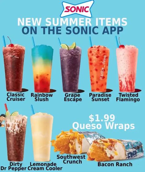 Sonic Secret Drink Menu 🥤 | Gallery posted by Tessa ✨ | Lemon8 Sonic Menu, Sonic Drinks, Ice Cream Menu, Summertime Drinks, Cherry Limeade, Summer Items, Gluten Free Menu, Diy Drinks, Summer Menu