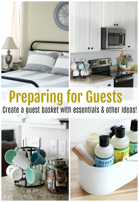 Prepare For Guests Home, Preparing For Guests Home Tips, Guest Room Prep, Preparing Guest Room, Preparing For House Guests, Preparing For Guests, Guest Room Baskets, Cozy Guest Room, Guest Basket