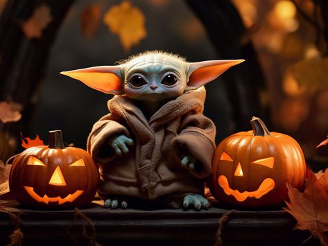 Yoda Halloween, Holiday Backdrop, Halloween Posters, Halloween Poster, Unique Wall Art, Baby Halloween, Art Framed, Halloween Art, Baby Prints