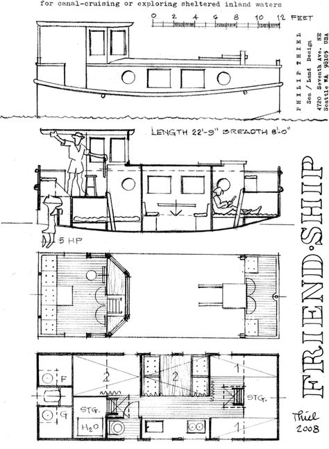 Harry Bryan's shanty boat is sweet, but Small Houseboats, Trailerable Houseboats, Shanty Boat, Wood Boat Building, Free Boat Plans, Camper Boat, Wood Boat Plans, Build Your Own Boat, Wooden Boat Plans