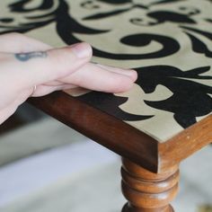 How to Use Wallpaper to Decorate Furniture Wallpapered Table Top, Wallpaper On Desk Top, Wallpaper On Side Table, Wallpaper Table Top Diy, How To Apply Wallpaper To Furniture, Peel And Stick Table Top, Wallpaper On Table Top, Wallpaper On Table, Wallpaper Table Top