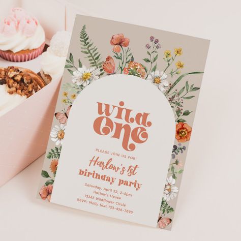 Wildflower Birthday Invitation | Wildflower First - tap, personalize, buy right now!  #wildflower #invitation, #wild #one #birthday Wildflower Birthday Party, Flower Birthday Invitations, Unique Birthday Invitations, Wildflower Party, Wildflower Birthday, Wildflower Invitation, Birthday Party Design, 1st Birthday Invitations, First Birthday Invitations